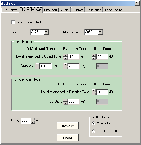 Tone Remote settings