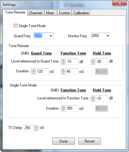 tone-remote console settings