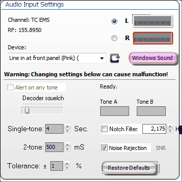 tone decoder settings